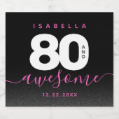 モダンガーリーピンク80と素晴らし スパークリングワインラベル (シングルラベル)