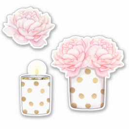 モダンガーリーファンシー可愛いピンク金ゴールドドットフローラ シール