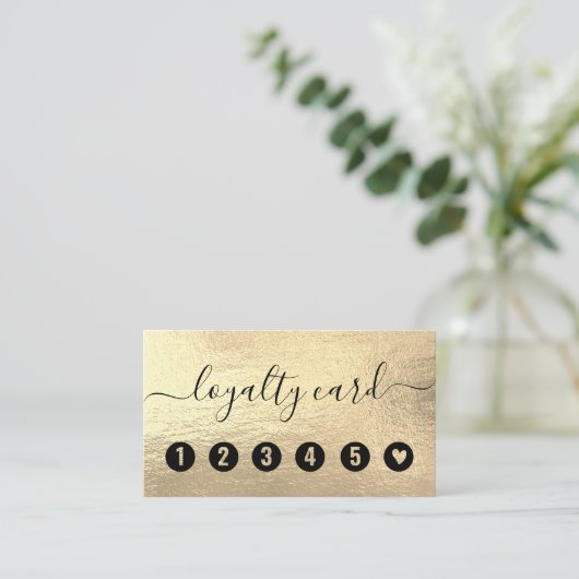 モダンガーリーフェイク金ゴールド観葉ビジネスロイヤリティ ロイヤリティカード (スタンド正面)