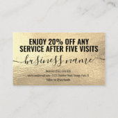 モダンガーリーフェイク金ゴールド観葉ビジネスロイヤリティ ロイヤリティカード (裏面)