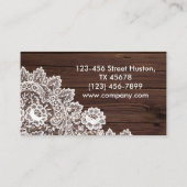 モダンガーリーフェミニン素朴白レースウードグレイン 名刺 (裏面)