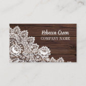 モダンガーリーフェミニン素朴白レースウードグレイン 名刺 (正面)