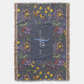 モダンガーリーフローラカラフルイニシャル スローブランケット (正面縦)