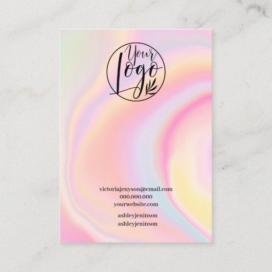 モダンガーリー大理石の虹のスクリプトリング表示 名刺 (裏面)