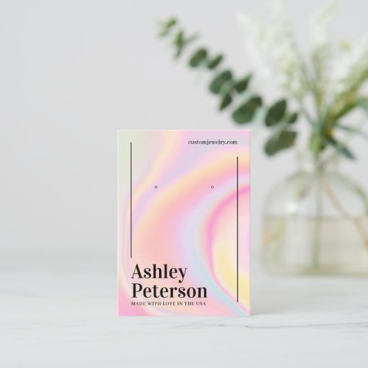 モダンガーリー大理石レインボースクリプトイヤリング表示 名刺 (スタンド正面)