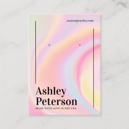 モダンガーリー大理石レインボースクリプトイヤリング表示 名刺 (正面)