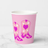 モダンガーリー女性のカーボーイウエスタンイェーハイブートピンク 紙コップ (裏面)