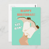 モダンガーリー女性のカーボーイブーツレッグイェーハウ誕生日 ポストカード (正面/裏面)