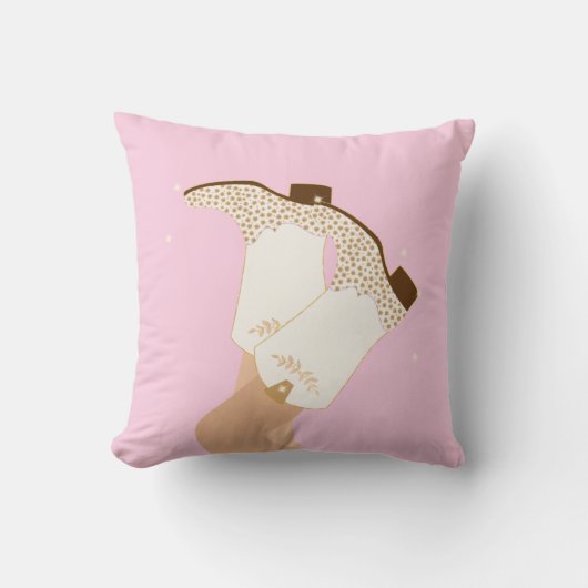 モダンガーリー女性のカーボーイブーツレッグスターイエハウピンク クッション (正面)