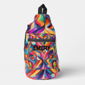 モダンガーリー抽象芸術カラフル図 スリングバッグ (正面)