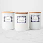 モダンガーリー深いネイビーブルーギンガム フードラベル (ボトル)