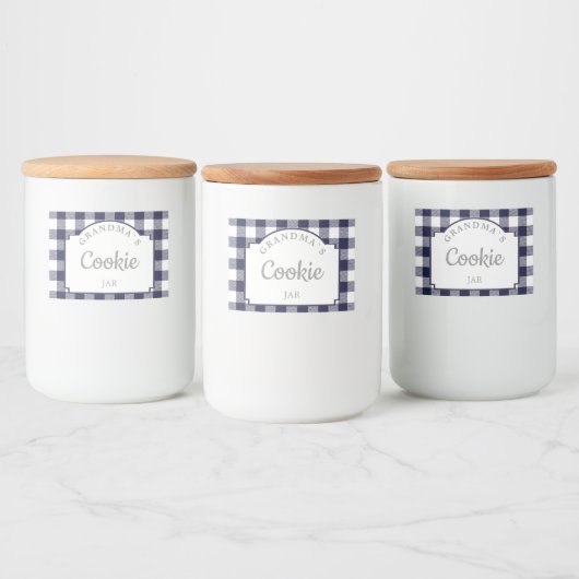 モダンガーリー深いネイビーブルーギンガム フードラベル (ボトル)