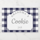 モダンガーリー深いネイビーブルーギンガム フードラベル (シングルラベル)