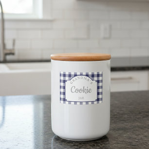 モダンガーリー深いネイビーブルーギンガム フードラベル