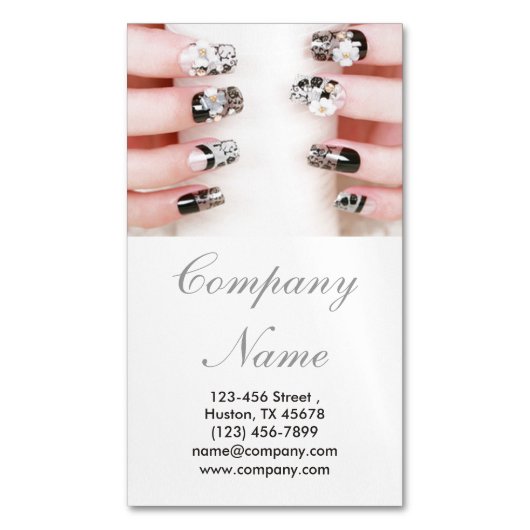 モダンガーリー美しいネイルアーティストネイルサロン マグネット名刺 (正面縦)