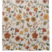 モダンガーリー花と離れ金ゴールド錆 シャワーカーテン (正面)