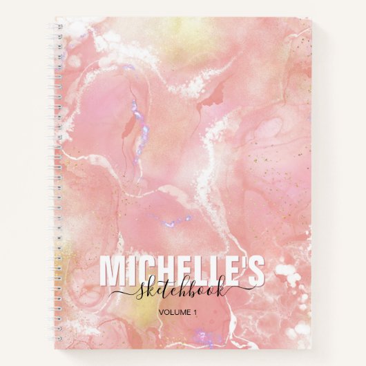 モダンガーリー赤紫エレガントスケッチブック ノートブック (正面)