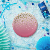 モダンガーリー金ゴールドグリッター紙吹雪ピンク勾配 ペーパープレート (パーティー)