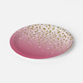 モダンガーリー金ゴールドグリッター紙吹雪ピンク勾配 ペーパープレート (アングル)
