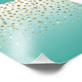 モダンガーリー金ゴールドグリッター紙吹雪青グラデーション フォトプリント            (角)