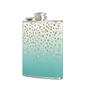 モダンガーリー金ゴールドグリッター紙吹雪青グラデーション フラスク (左)