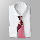 モダンガーリー金ゴールドピンク黒フローラ幾何学模様 ネクタイ (タイ)