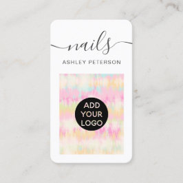 モダンガーリーboho pastel絞り染め爪、 ネイルスクリプト 名刺