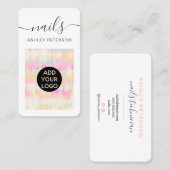 モダンガーリーboho pastel絞り染め爪、 ネイルスクリプト 名刺 (正面/裏面)