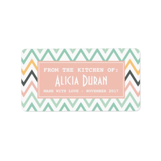 モダンガーリーChevronパーソナライズされた Homemade Product ラベル (正面)