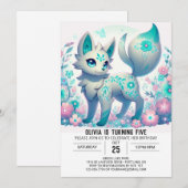 モダンガールオオカミデジタルバースデー 招待状 (正面/裏面)