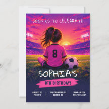 モダンガール サッカー 誕生日招待状