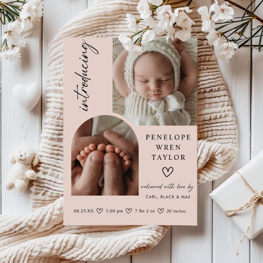 モダンガール 誕生お知らせ フォトコラージュ カード