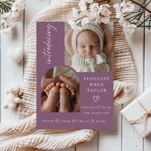 モダンガール 誕生発表 フォトコラージュ カード