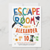 モダンキッズエスケープルーカラフルムタイプ水色 招待状 (正面)