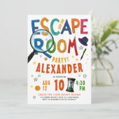 モダンキッズエスケープルーカラフルムタイプ水色 招待状 (スタンド正面)