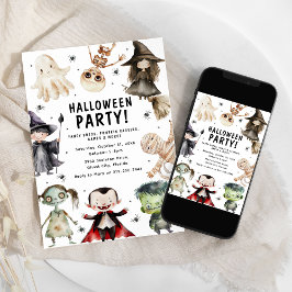 モダンキッズハロウィンパーティー 招待状