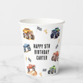モダンキッズモンスタートラック 誕生日パーティー 紙コップ (裏面)