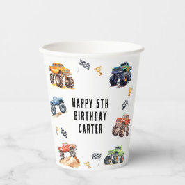 モダンキッズモンスタートラック 誕生日パーティー 紙コップ