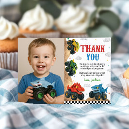 モダンキッズ モンスタートラック誕生日パーティーの写真 サンキューカード