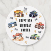モダンキッズ モンスタートラック バースデーパーティー フェイバータグ (正面)