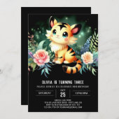 モダンキャッスルタイガーバースデー 招待状 (正面/裏面)