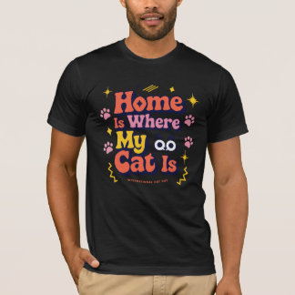 モダンキャットの日にぴったりなベクターTシャツデザイン Tシャツ