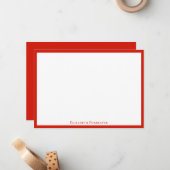 モダンキャンディ縁どレッドフラットノートカード ノートカード (正面/裏面インサイチュ)