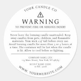 モダンキャンドル警告包装ラベル白 ラウンドシール