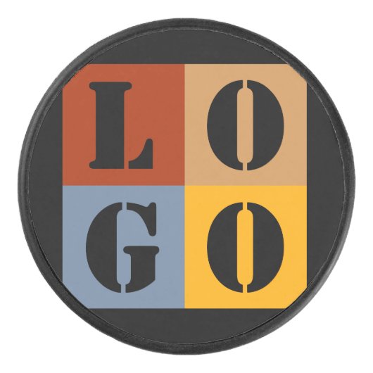 モダンキュイパーソナライズされたギフトブラックシンプル アイスホッケーパック (正面)