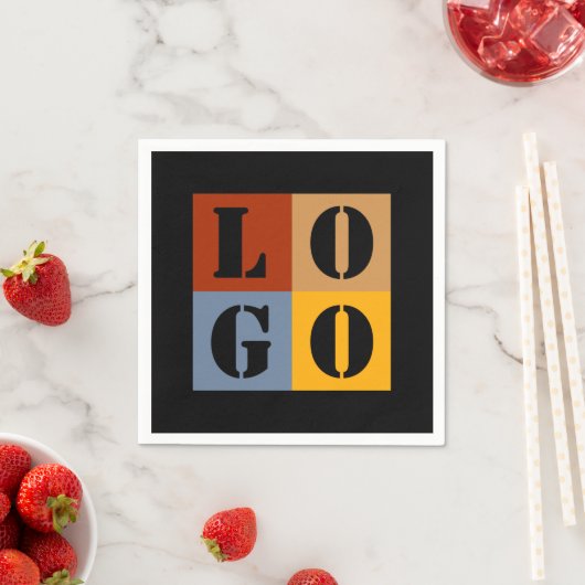 モダンキュイパーソナライズされたギフトブラックシンプル スタンダードカクテルナプキン (インサイチュ)