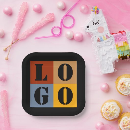 モダンキュイパーソナライズされたギフトブラックシンプル ペーパープレート (パーティー)