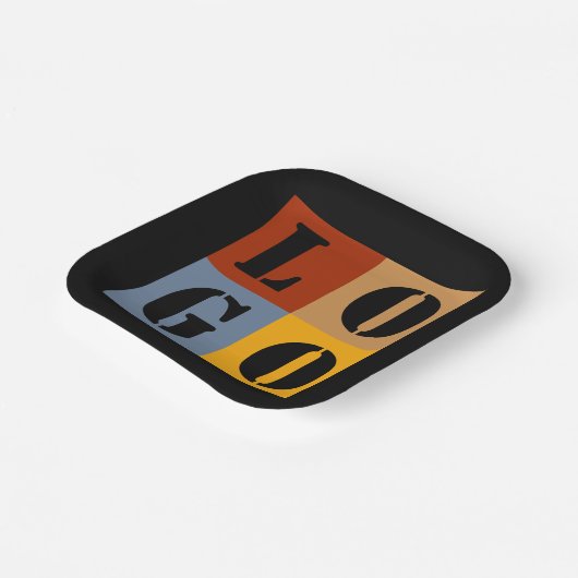 モダンキュイパーソナライズされたギフトブラックシンプル ペーパープレート (傾斜あり)