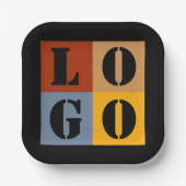 モダンキュイパーソナライズされたギフトブラックシンプル ペーパープレート (正面)