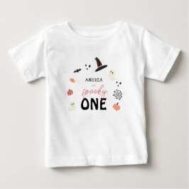 モダンキュイ不気味ワンハロウィンファースト誕生日 ベビーTシャツ